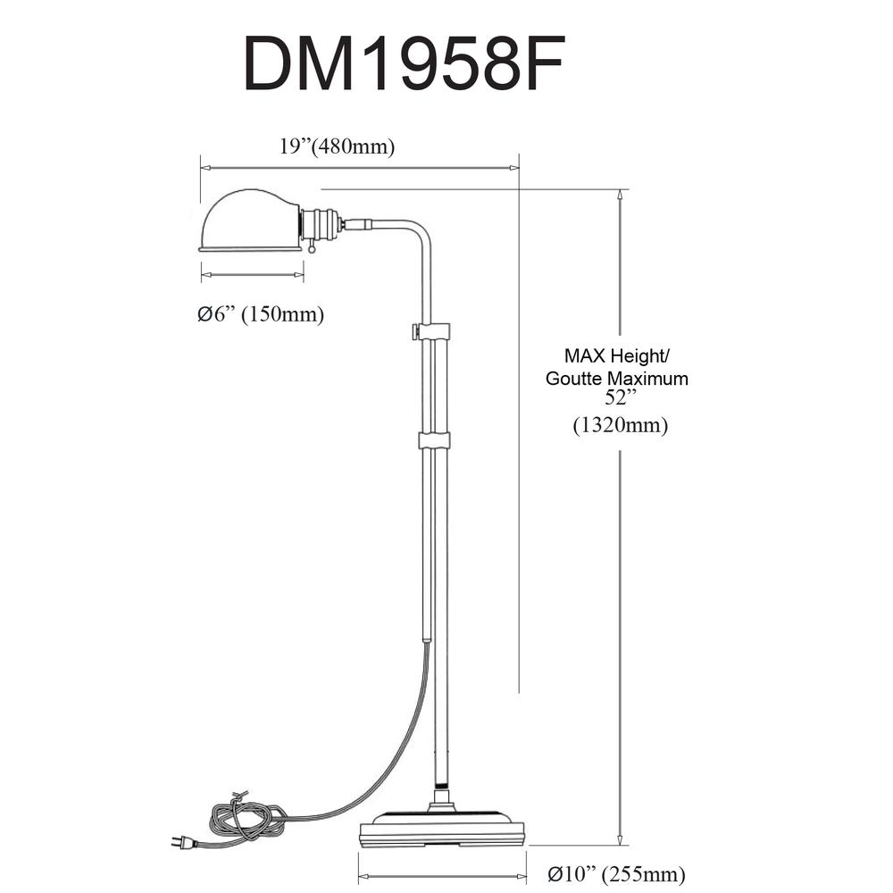 1LT Incan Adjustable Pharmacy Floor Lamp, AGB