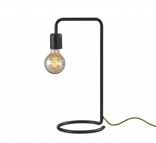 Industrial Matte Black Finish Metal Desk Lamp With Vintage Edison Bulb