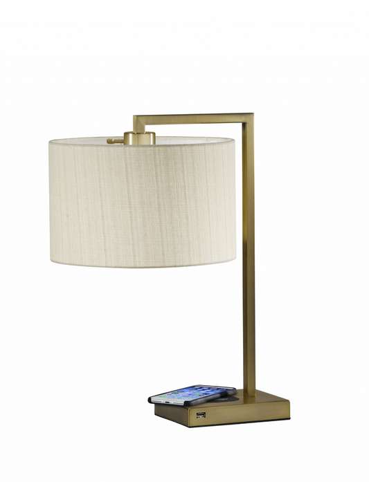 Brass Table Lamp with Charging Pad