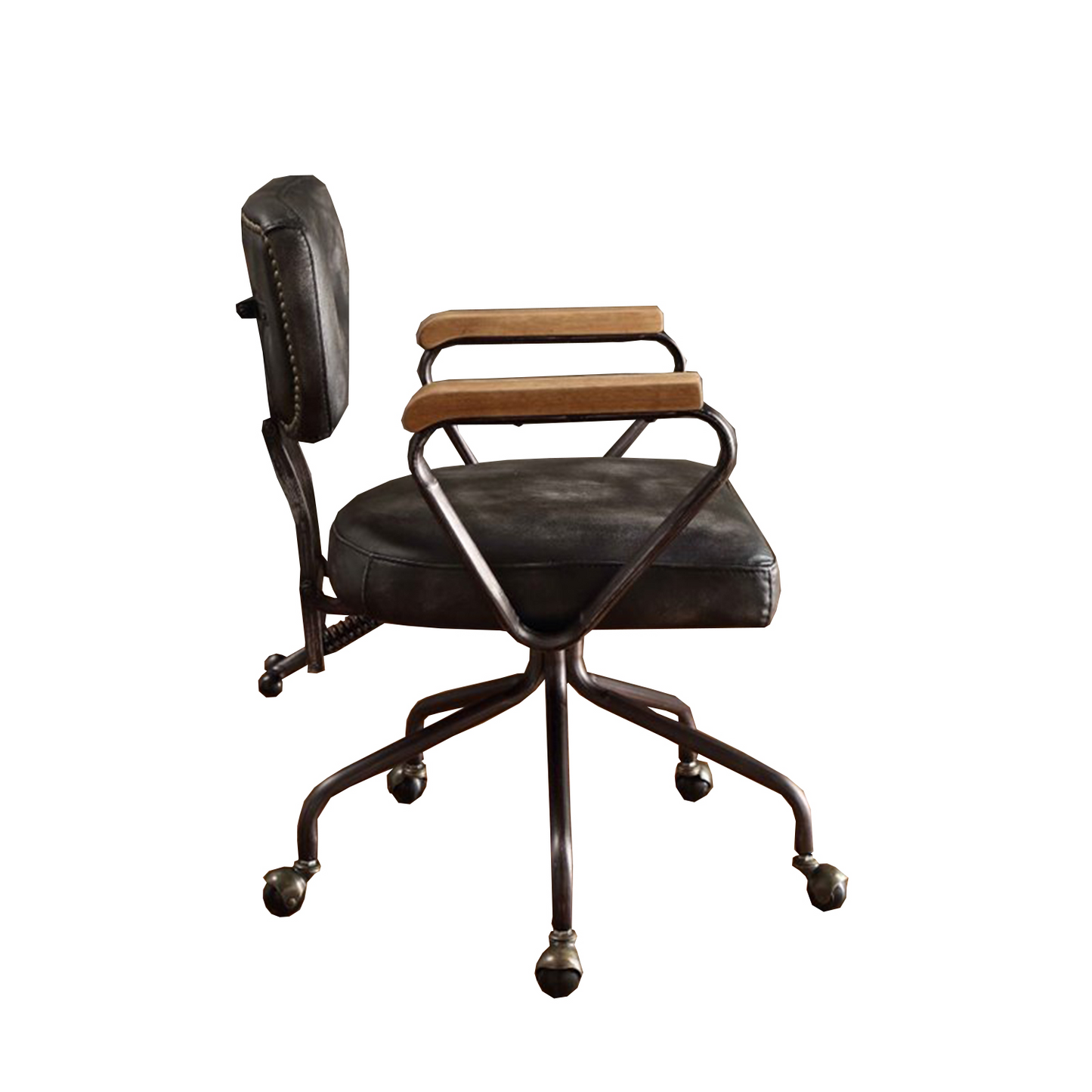 Vintage Black Top Grain Leather Office Chair