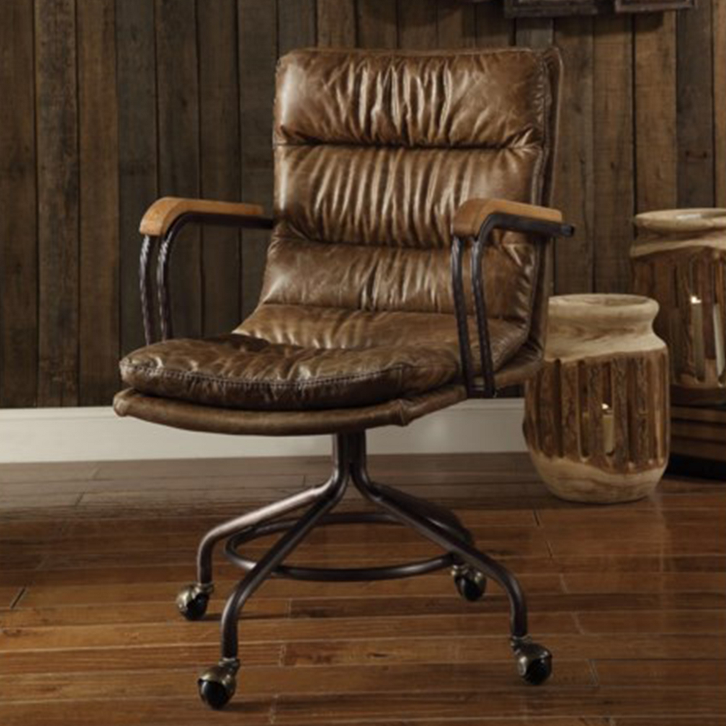 Vintage Whiskey Top Grain Leather Office Chair