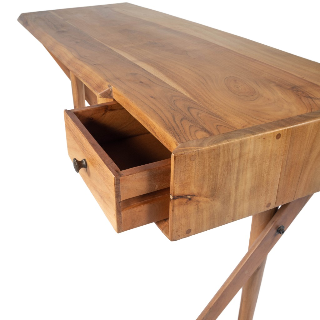 Brown Acacia Wood Writing Desk