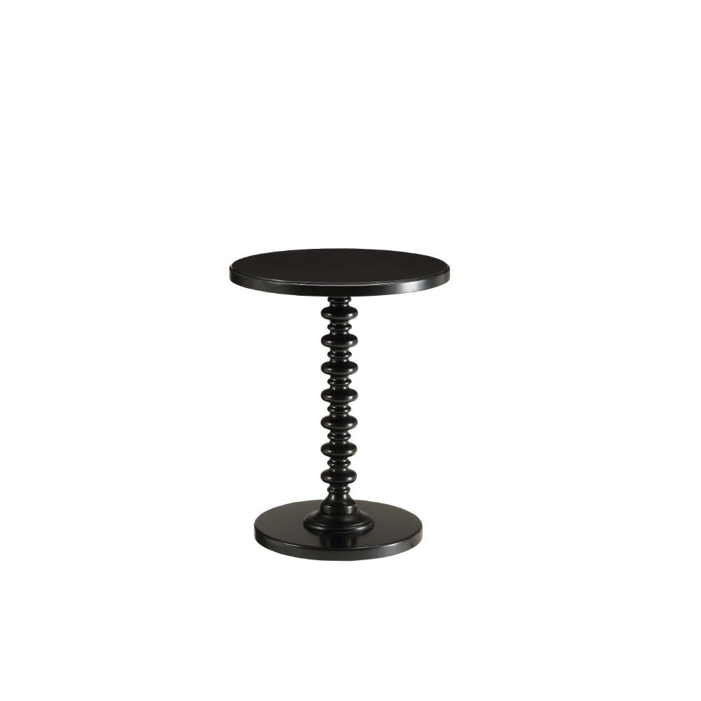 Black Solid Wood End Table