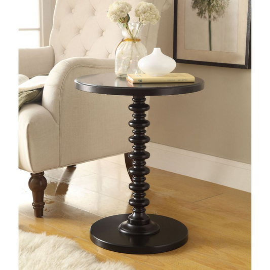 Black Solid Wood End Table