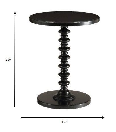 Black Solid Wood End Table