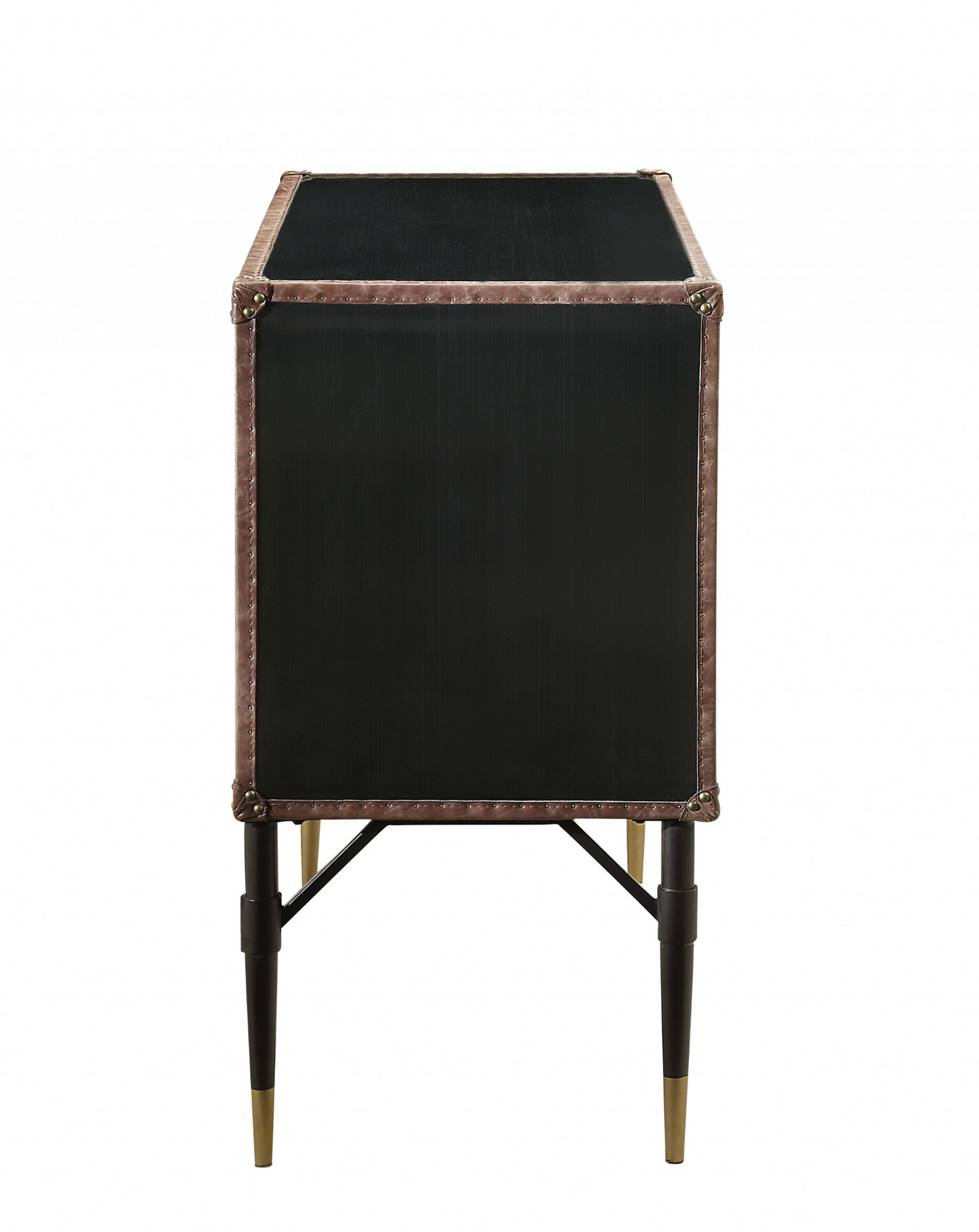 "52"" Brown Leather Console Table"