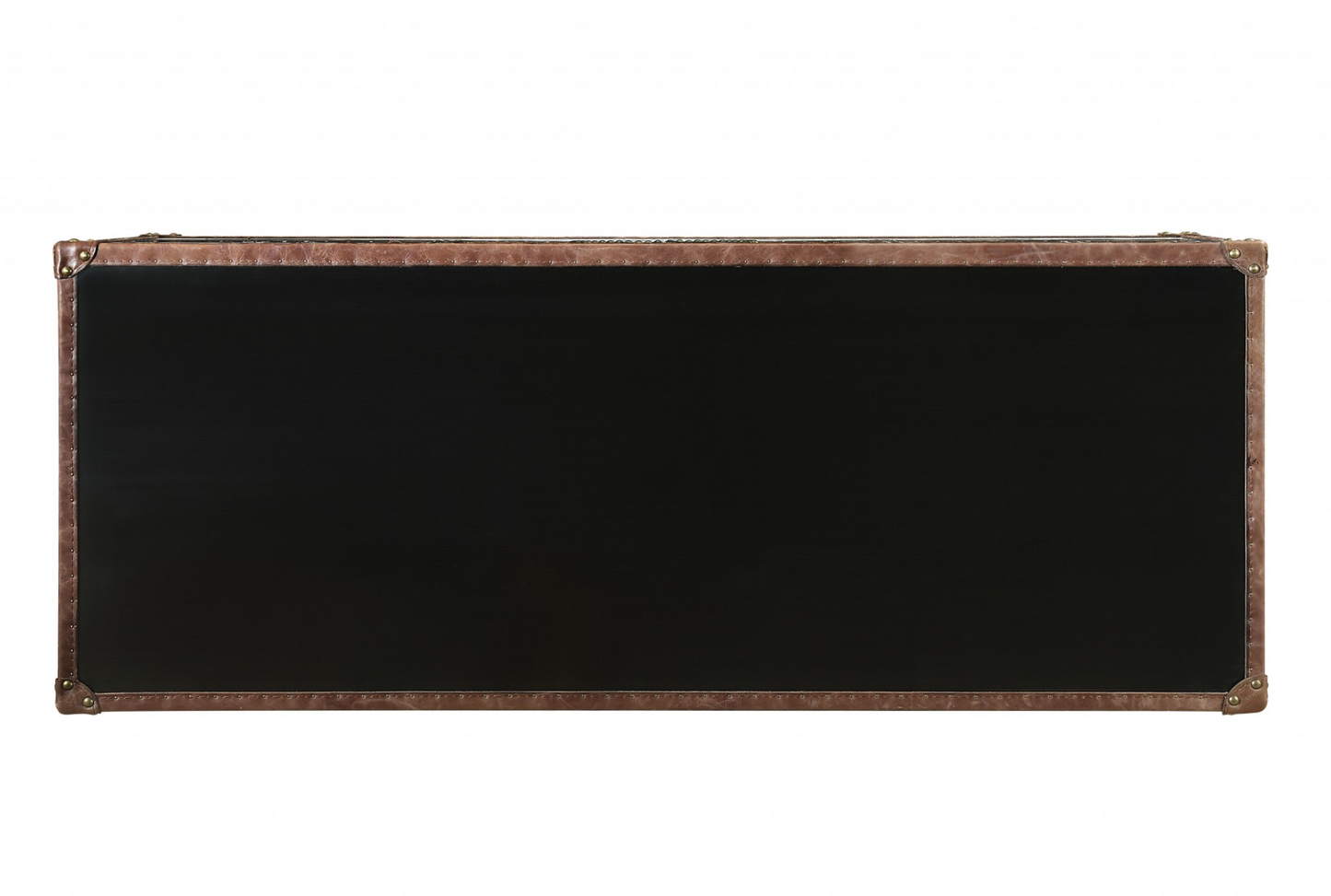 "52"" Brown Leather Console Table"