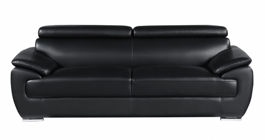 Black Leather And Silver Sofa