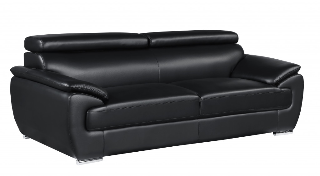 Black Leather And Silver Sofa