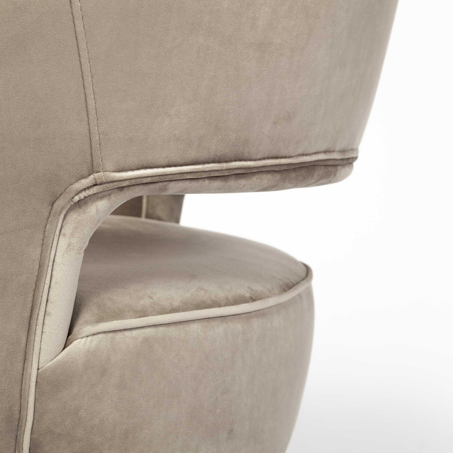 Taupe And Brass Velvet Arm Chair