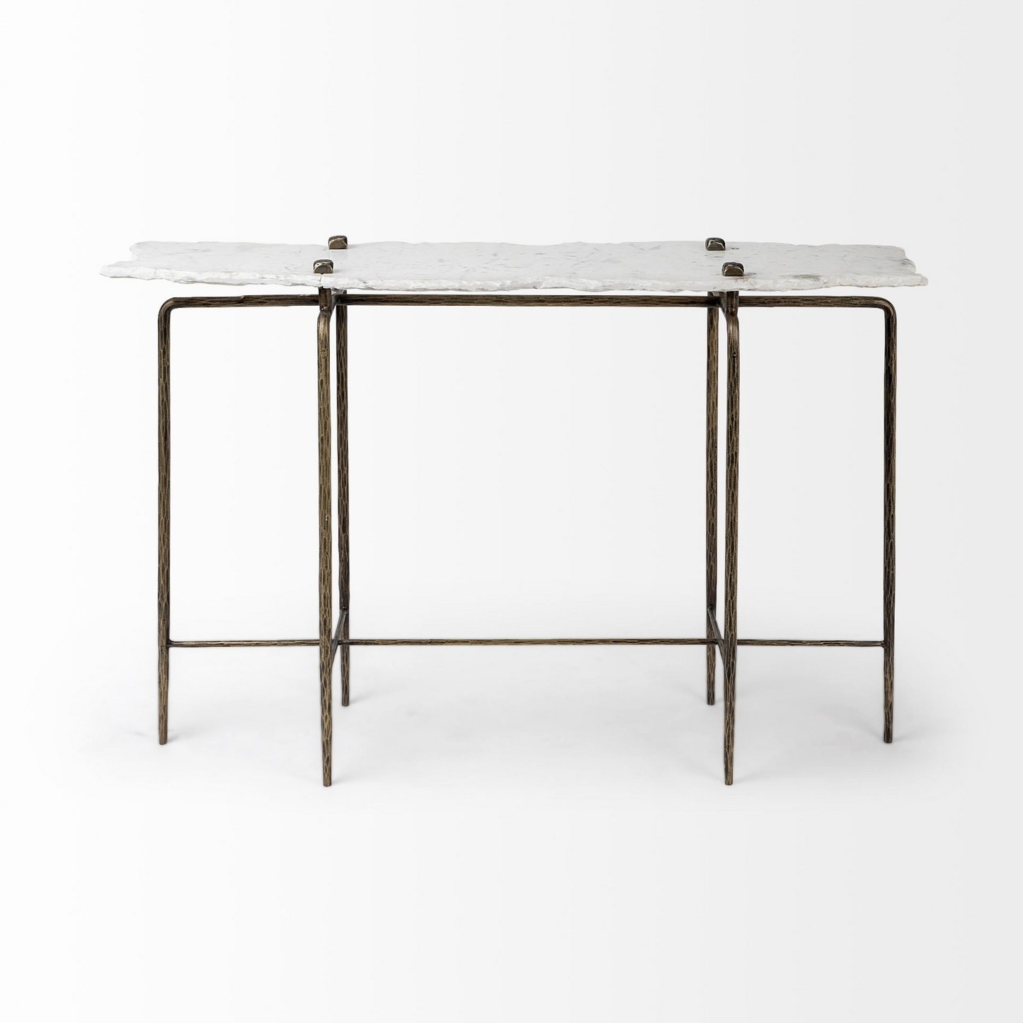 "17"" White and Brown Genuine Marble Console Table"