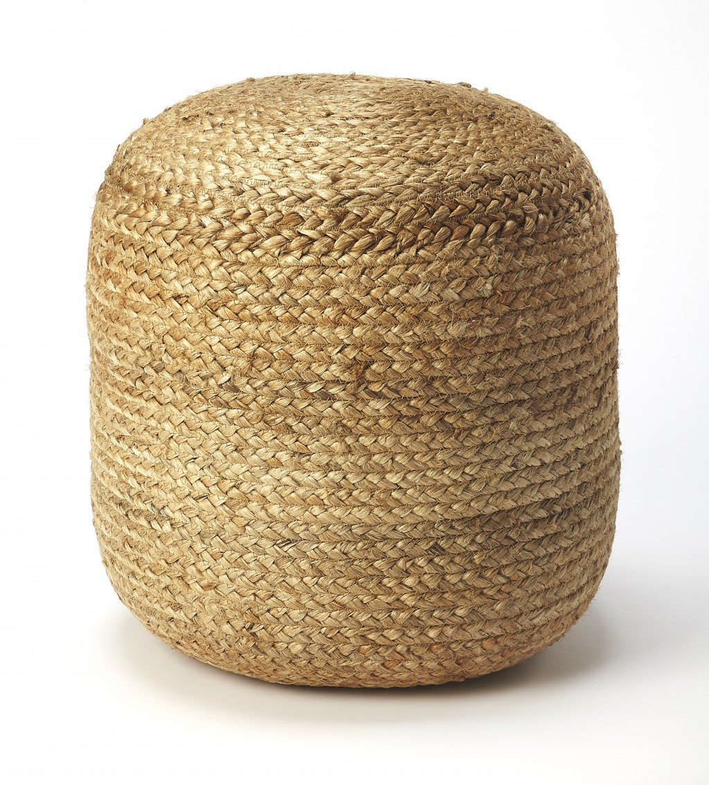 Boho Round Pouf Jute Ottoman