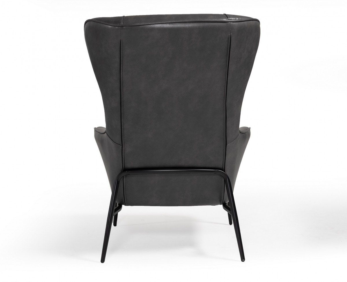 Slate Gray And Black Vegan Leather Arm Chair