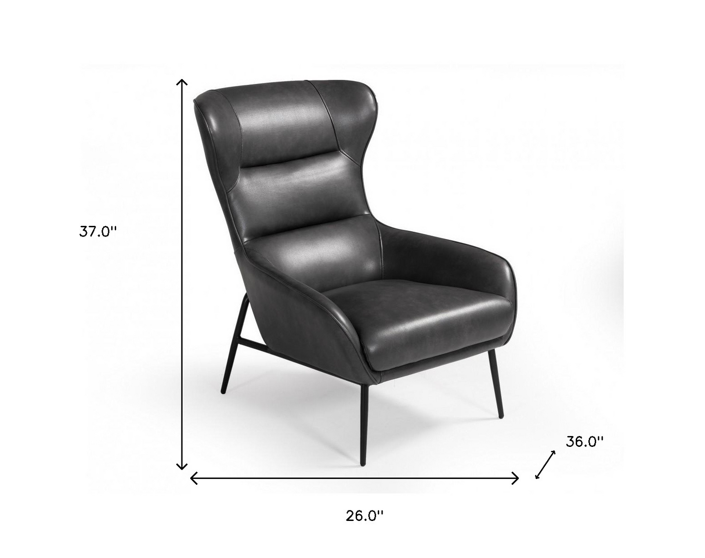 Slate Gray And Black Vegan Leather Arm Chair