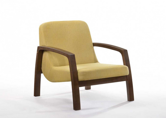 Gold and Walnut Retro Modern Wood Armchair