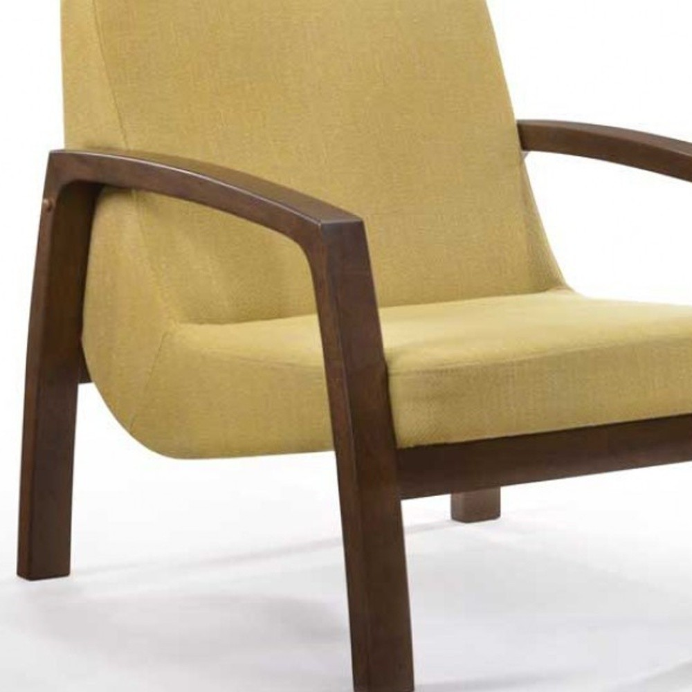 Gold and Walnut Retro Modern Wood Armchair