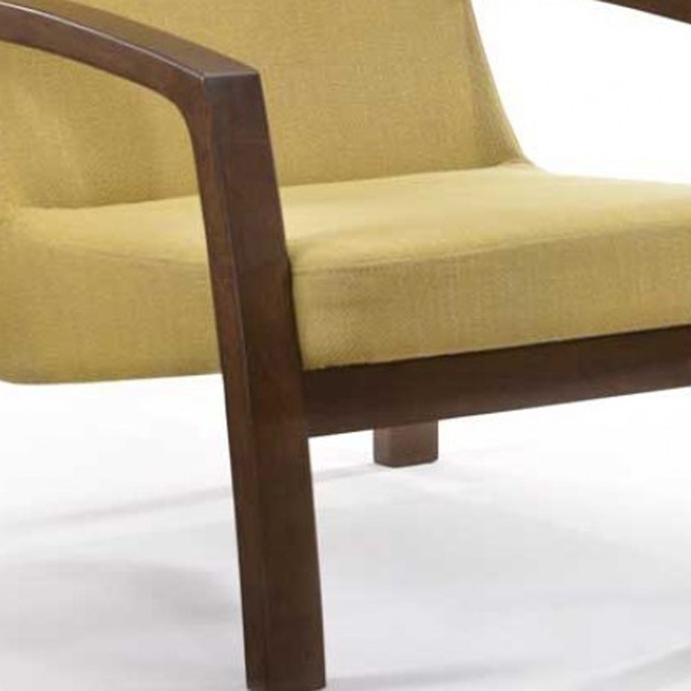 Gold and Walnut Retro Modern Wood Armchair