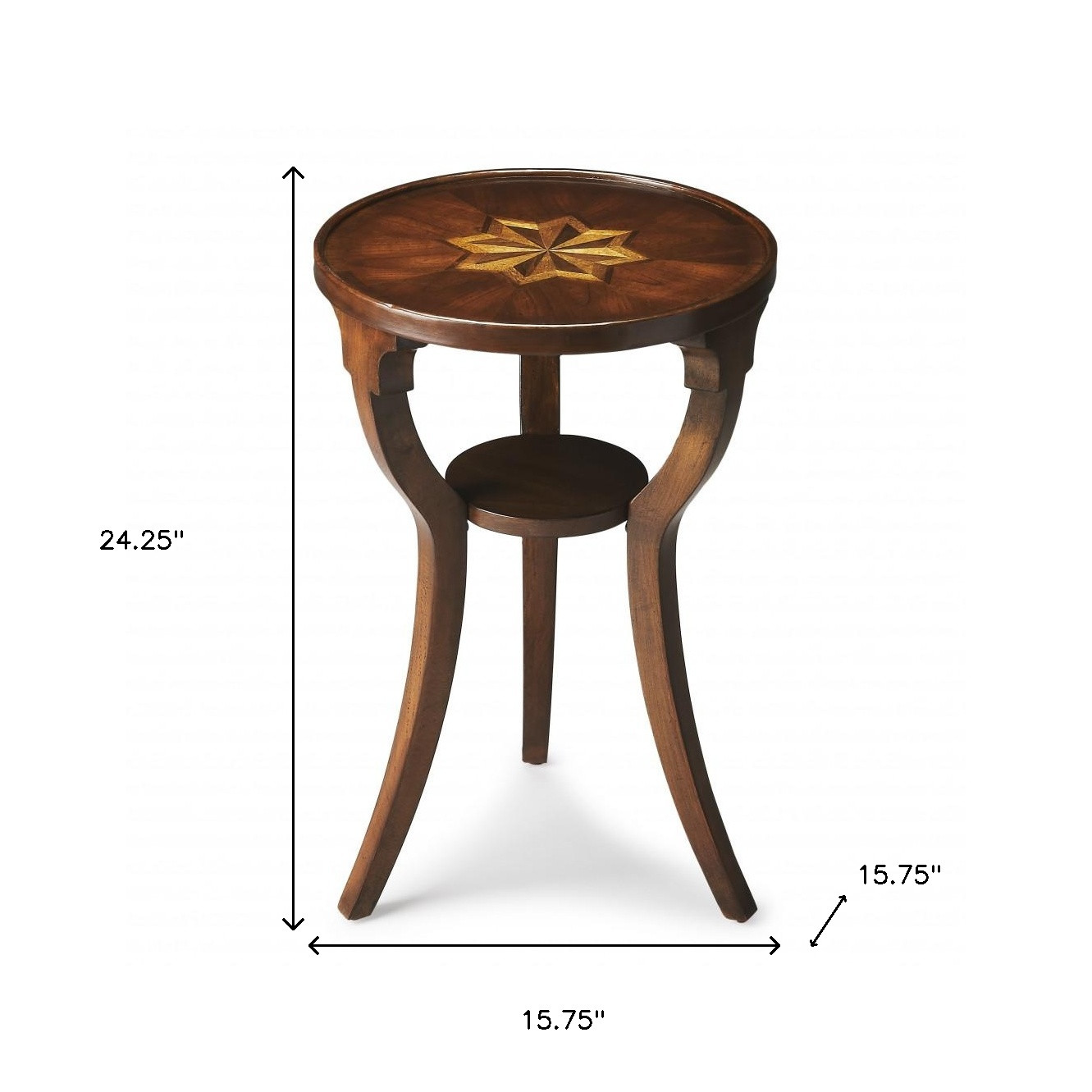 Cherry Round End Table With Shelf