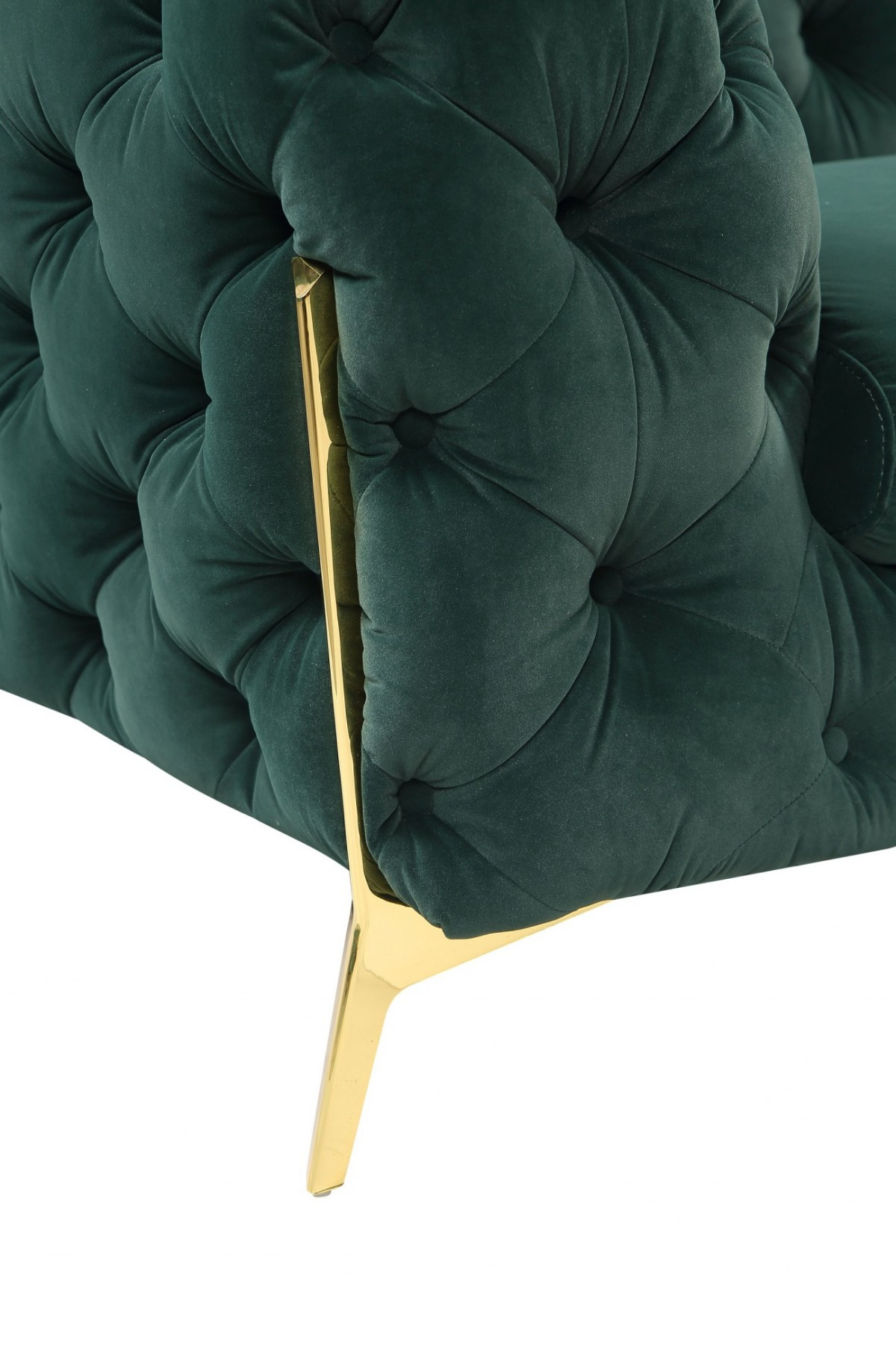 Glam Green Velvet And Gold Loveseat