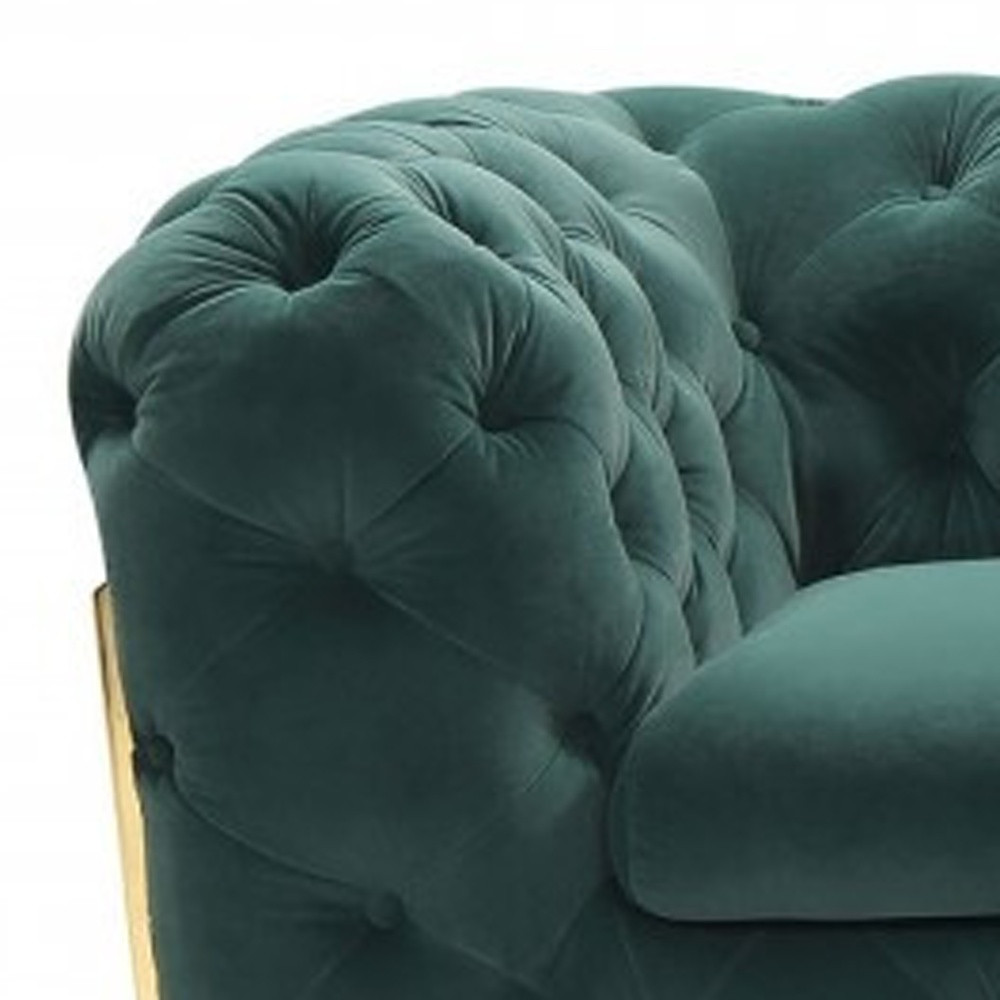 Glam Green Velvet And Gold Loveseat