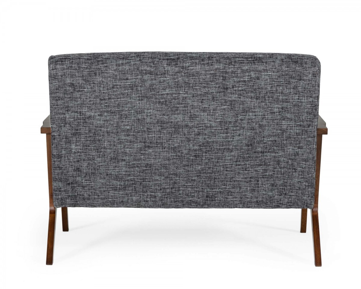 Grey Upholstered Walnut Veneer Loveseat