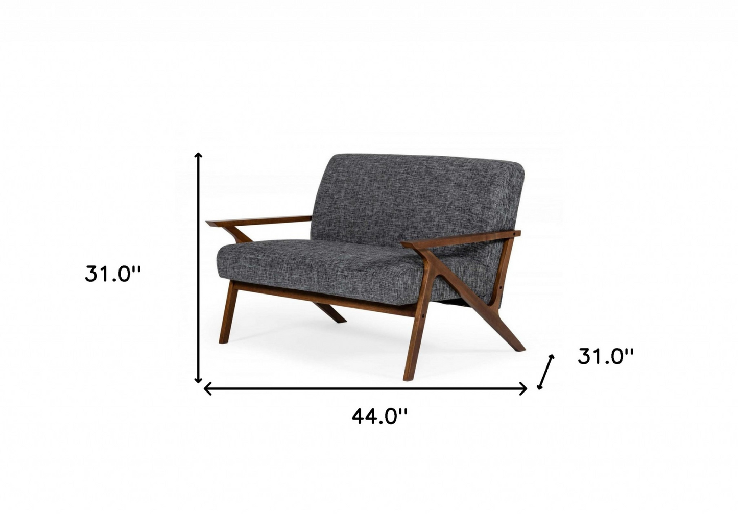 Grey Upholstered Walnut Veneer Loveseat