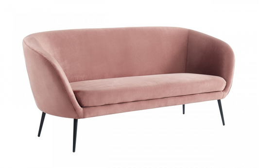 Blush Velvet Metal Legged Sofa