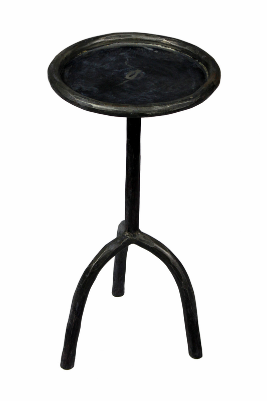 Black Iron Pedestal End Table