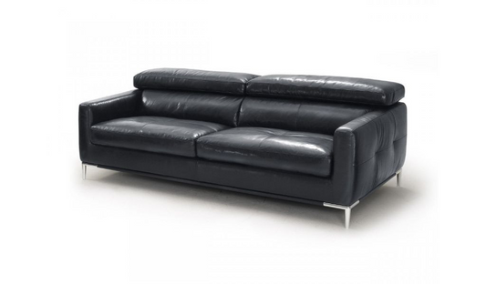 Black Silver Genuine Leather Sofa