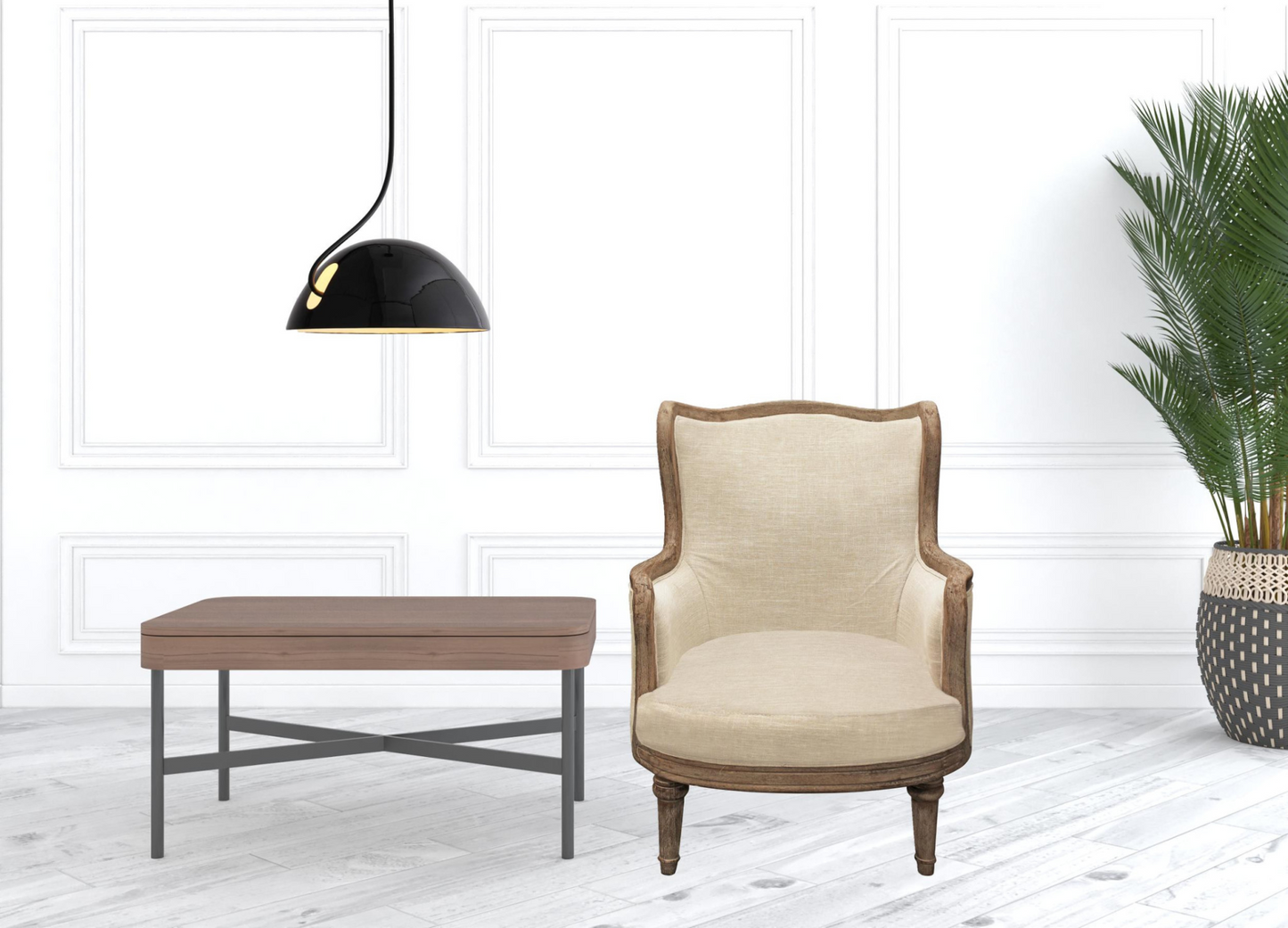 Ivory Linen Arm Chair