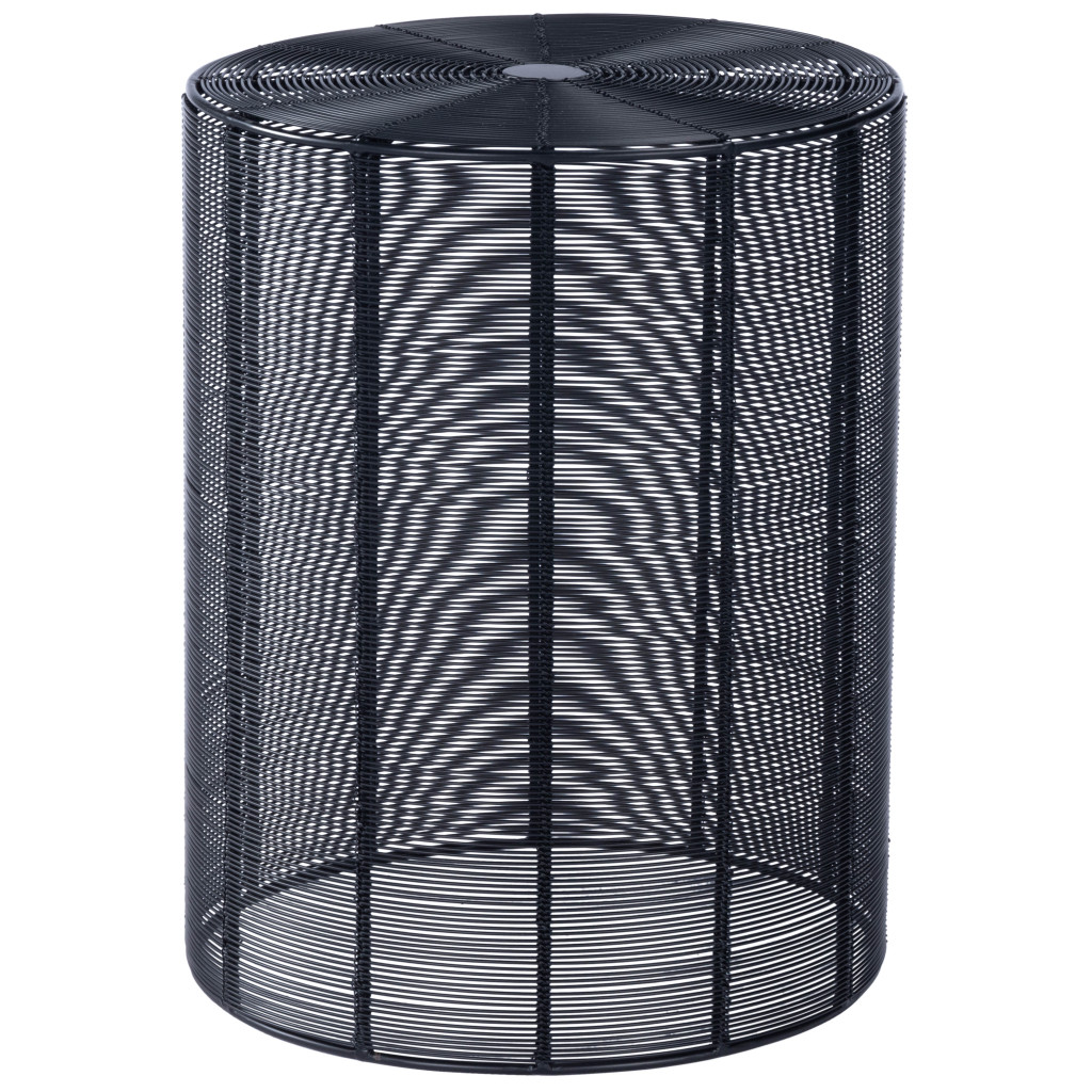 Black Cylindrical Wire End End Table