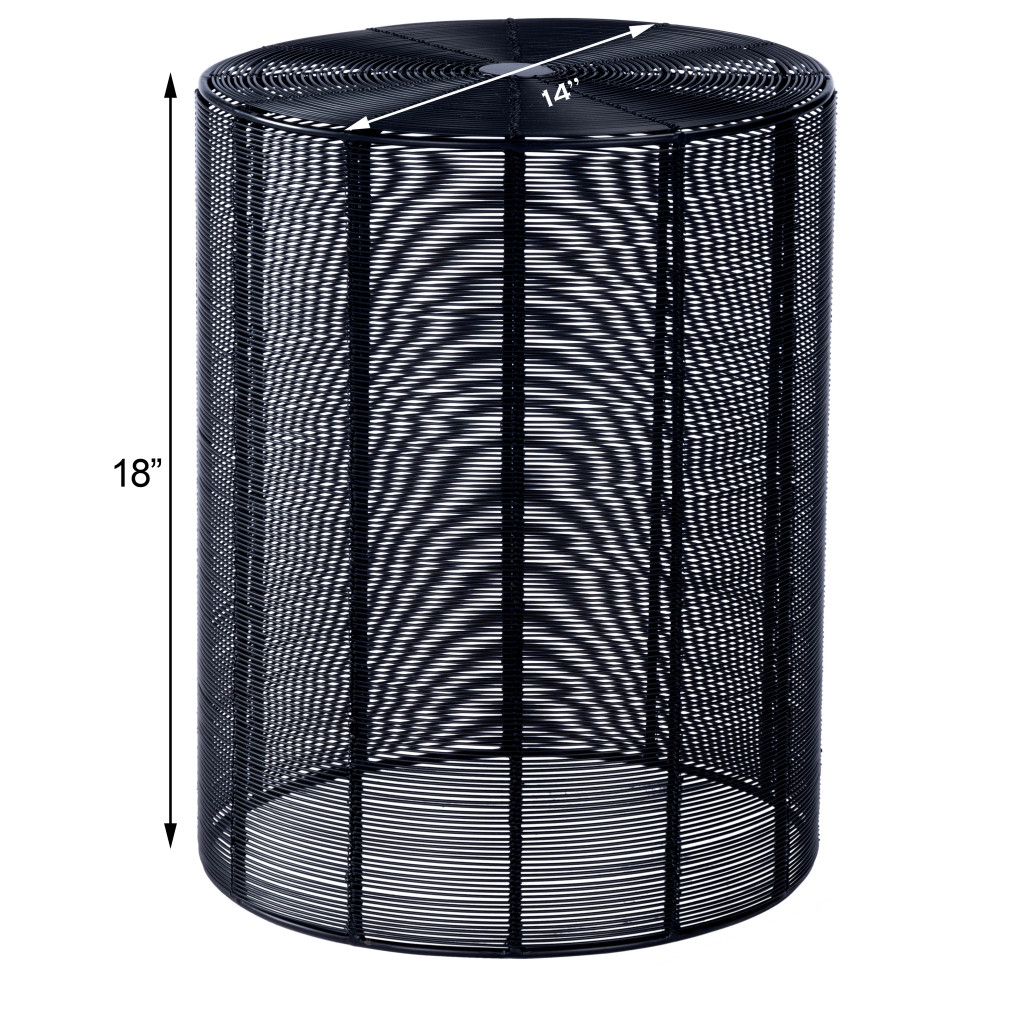 Black Cylindrical Wire End End Table