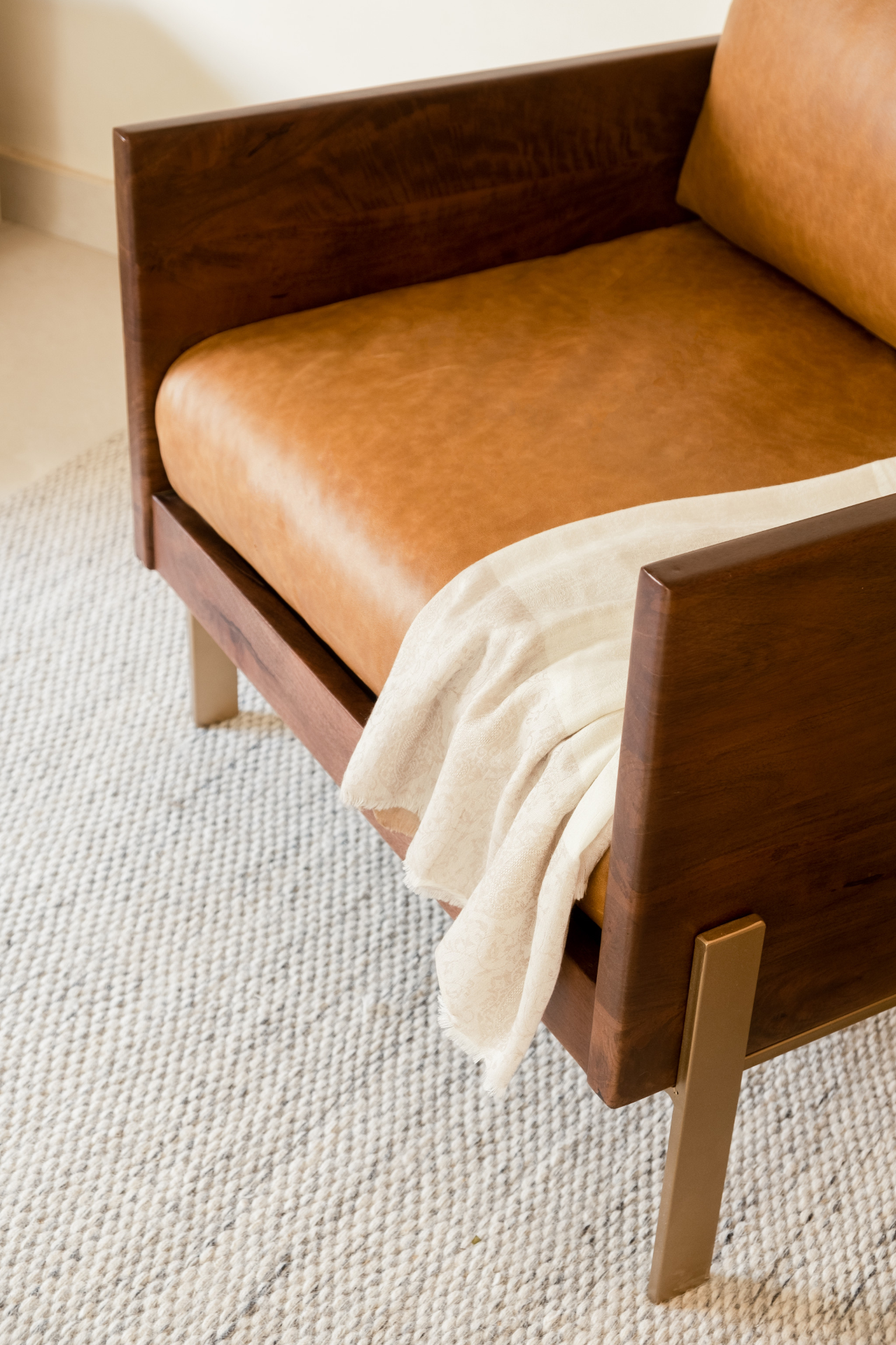 Carmel Leather And Gold Arm Chair