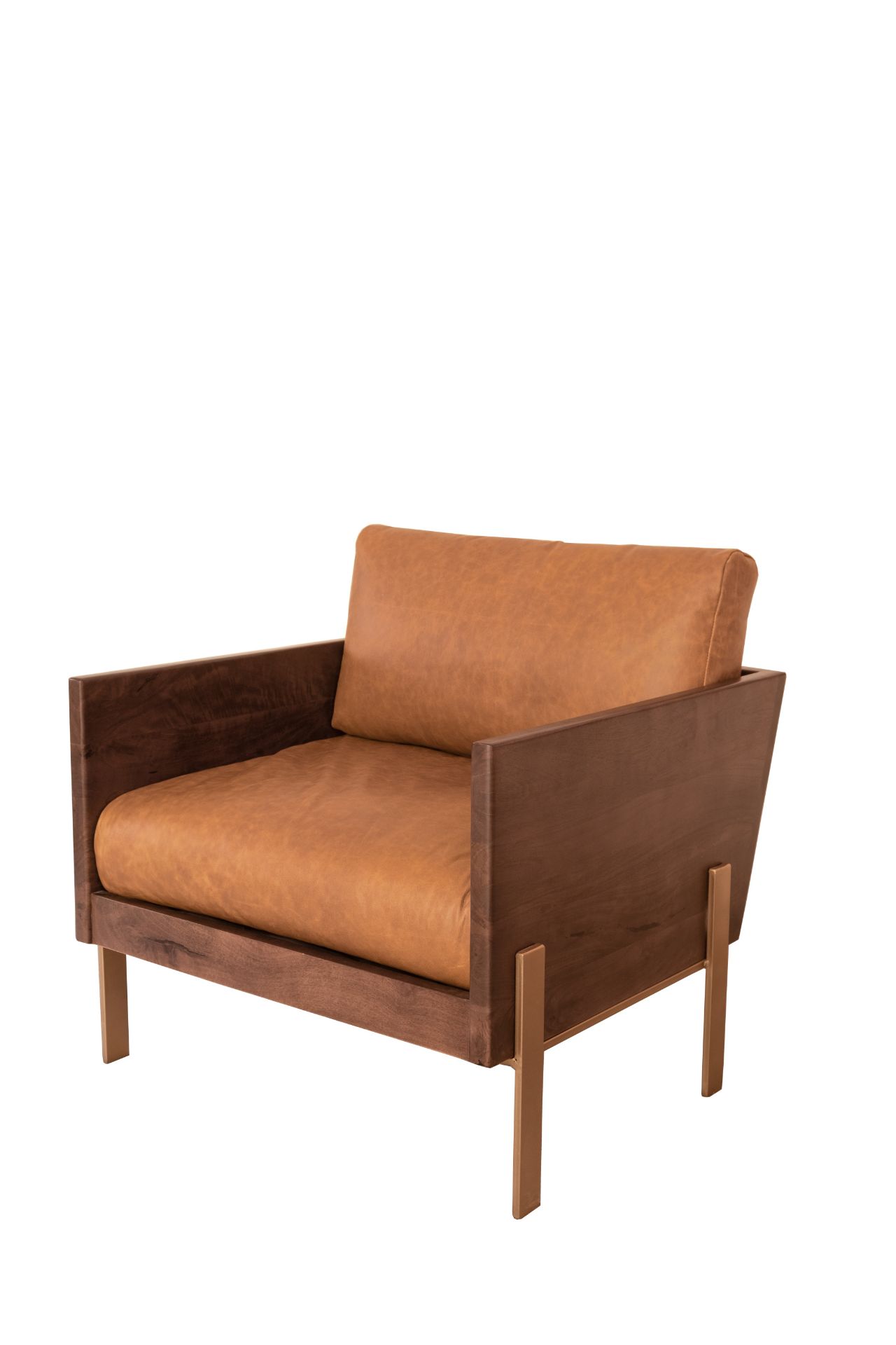 Carmel Leather And Gold Arm Chair