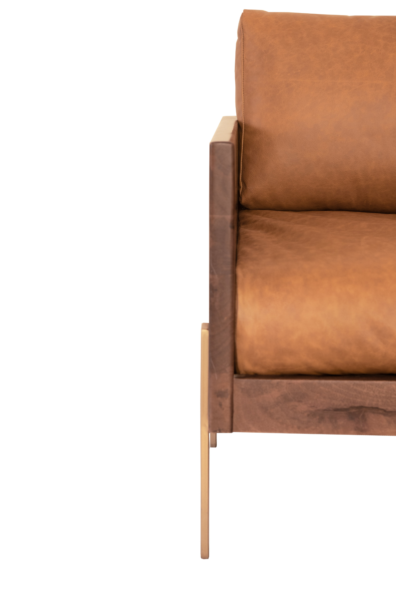 Carmel Leather And Gold Arm Chair