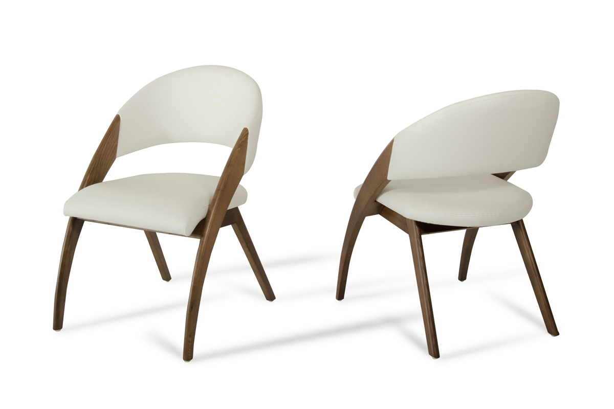 Walnut Wood And Cream Leatherette Dining Chair