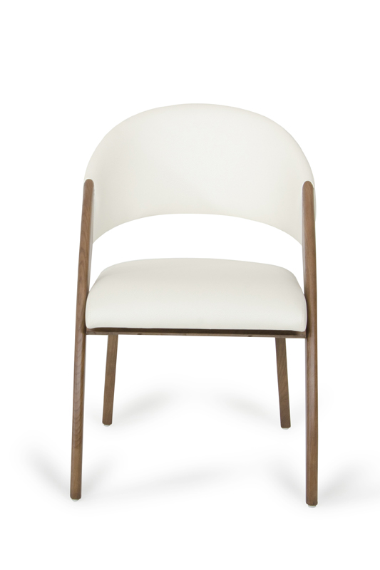 Walnut Wood And Cream Leatherette Dining Chair