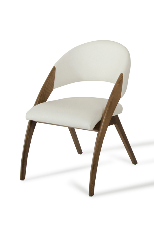 Walnut Wood And Cream Leatherette Dining Chair