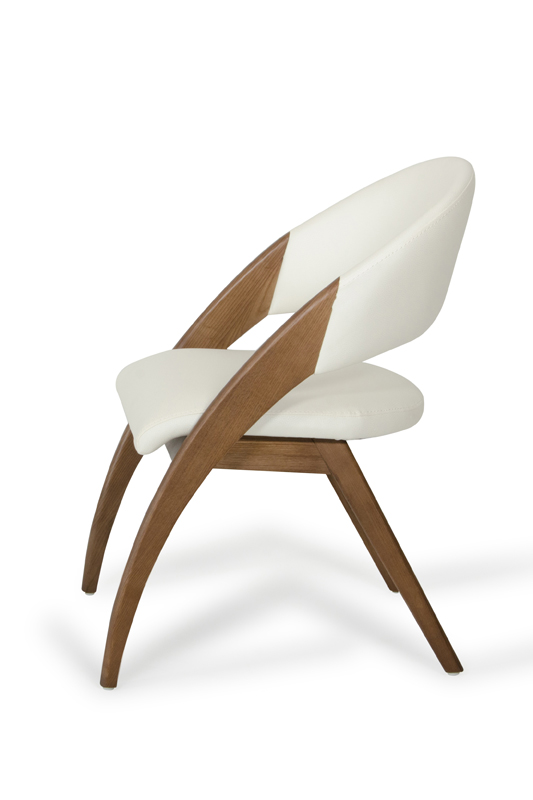 Walnut Wood And Cream Leatherette Dining Chair