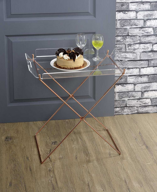 Clear Glass And Gold Serving Cart