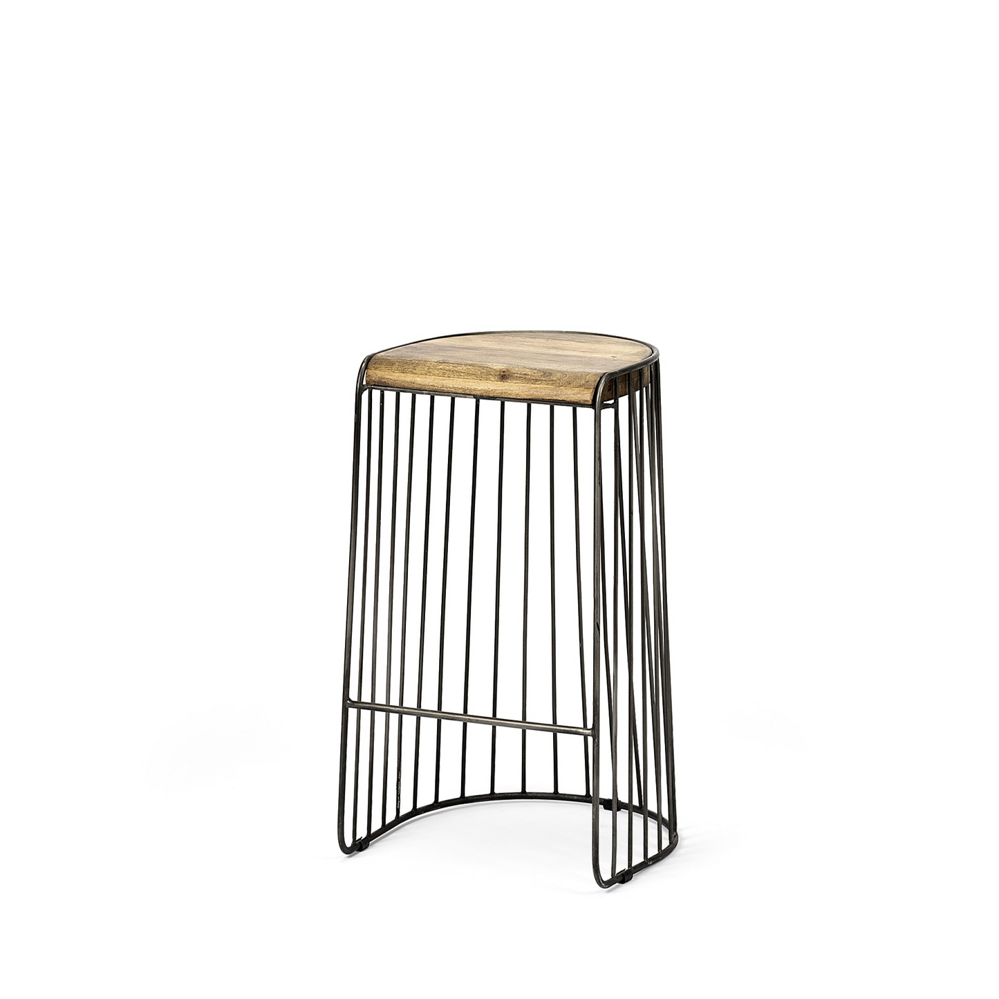 Solid Wood and Iron Bar Stool