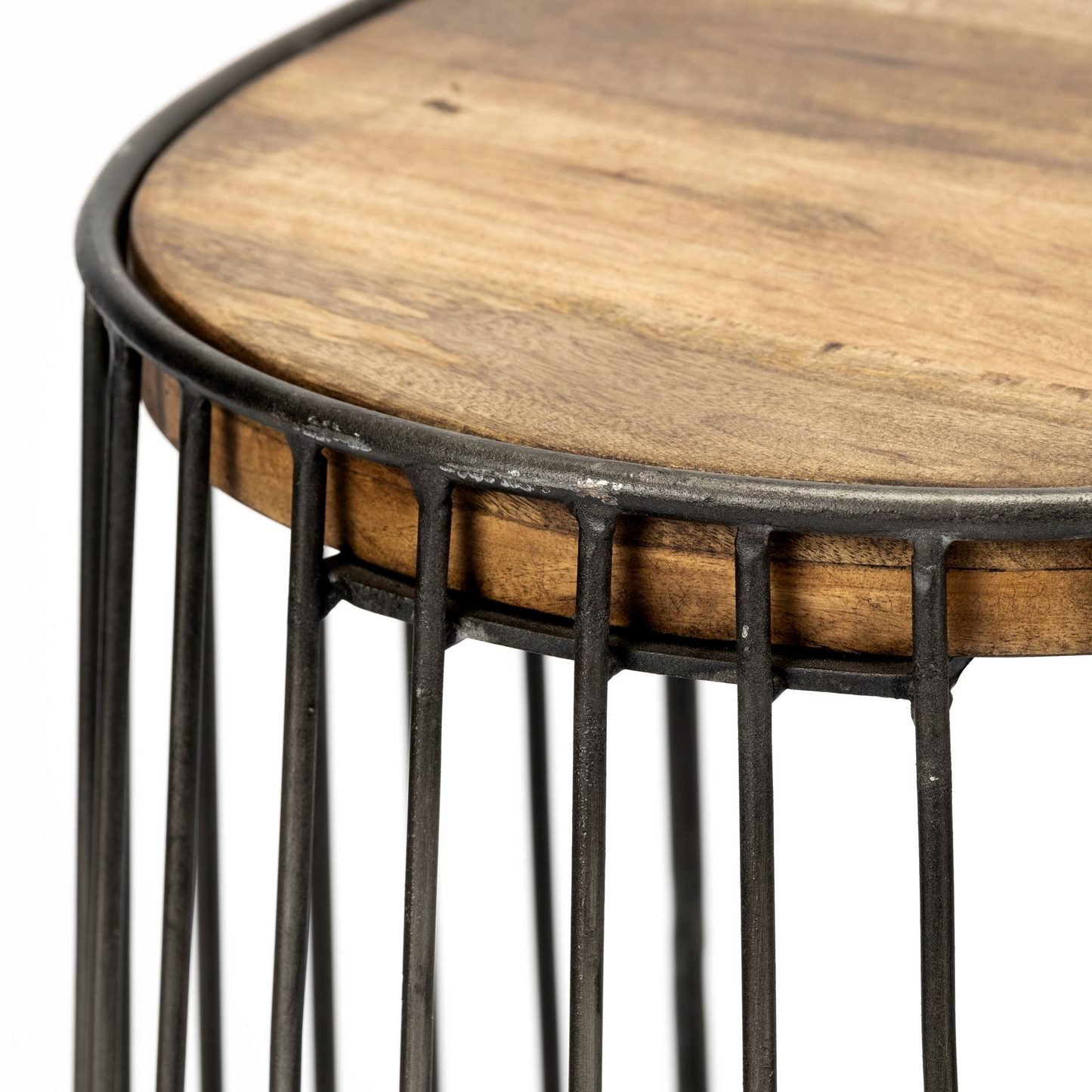 Solid Wood and Iron Bar Stool