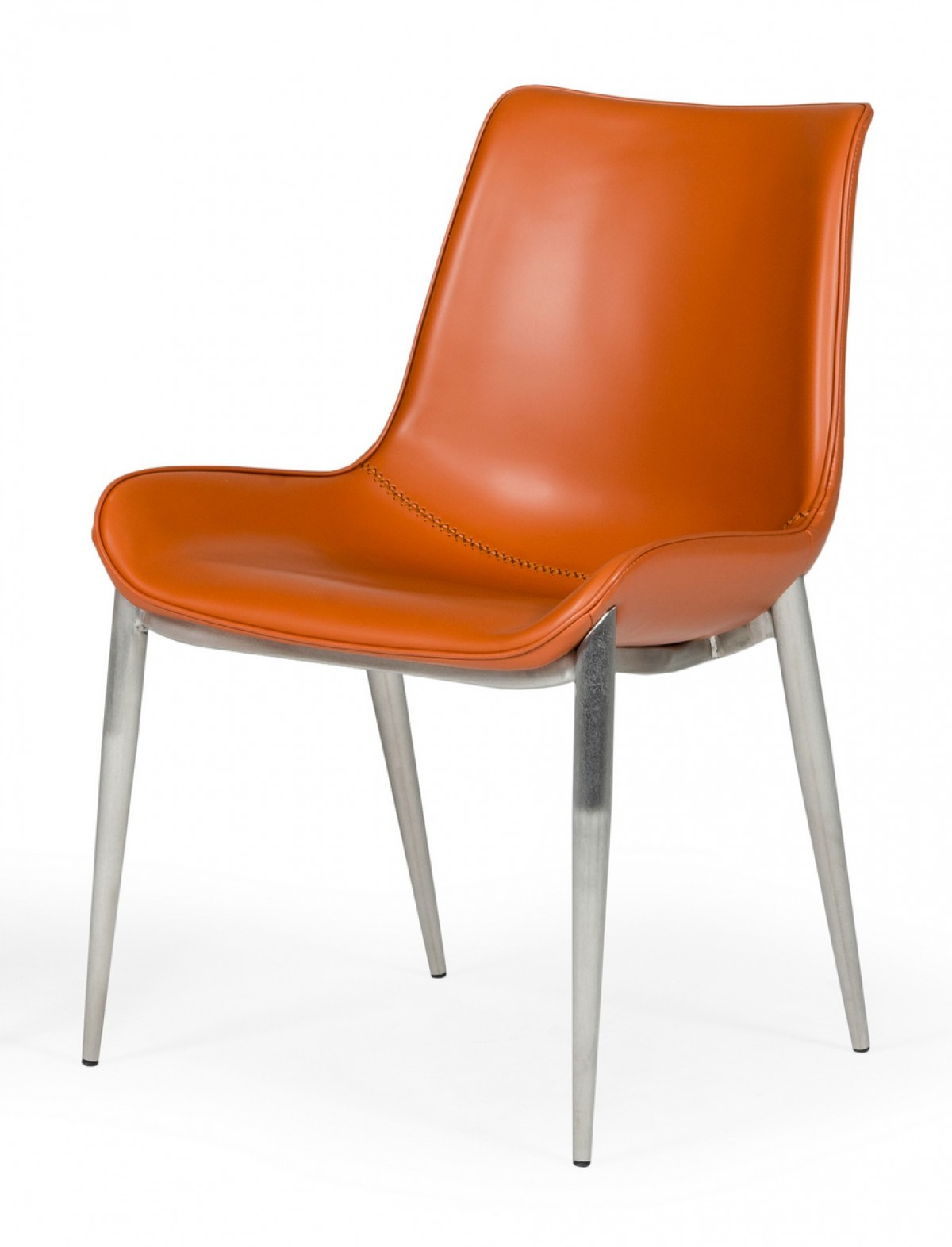 Cognac Vegan Leather Modern Dining Chairs