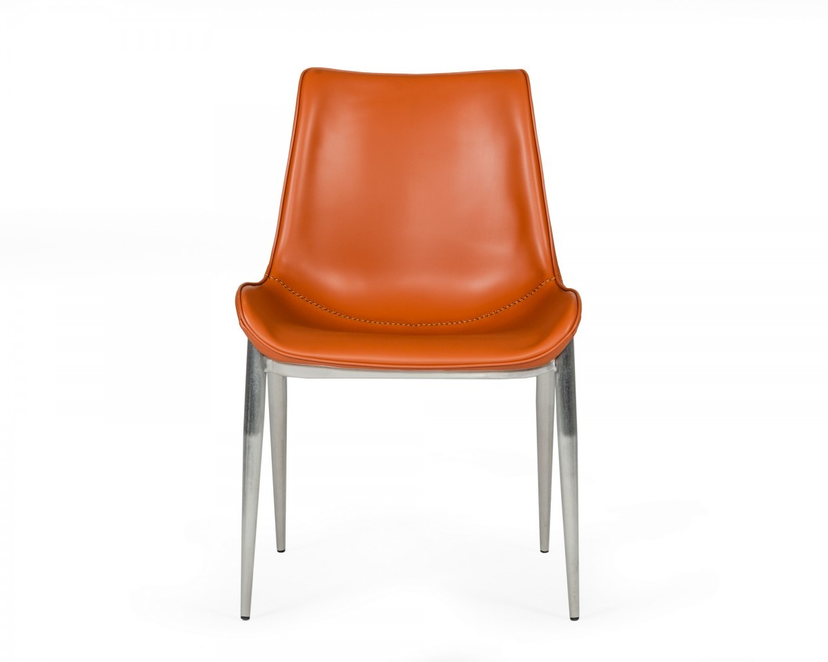 Cognac Vegan Leather Modern Dining Chairs