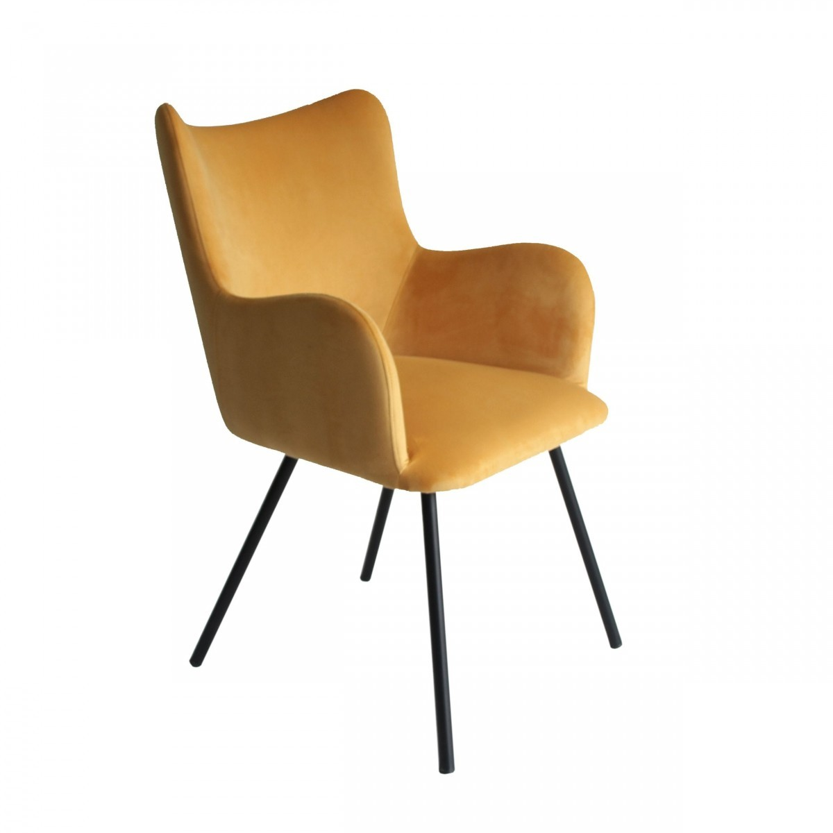 Curvy Mustard Velvet and Black Modern Dining Chair