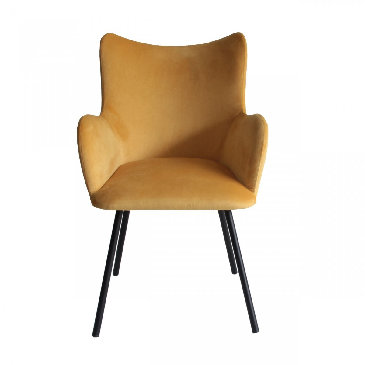 Curvy Mustard Velvet and Black Modern Dining Chair