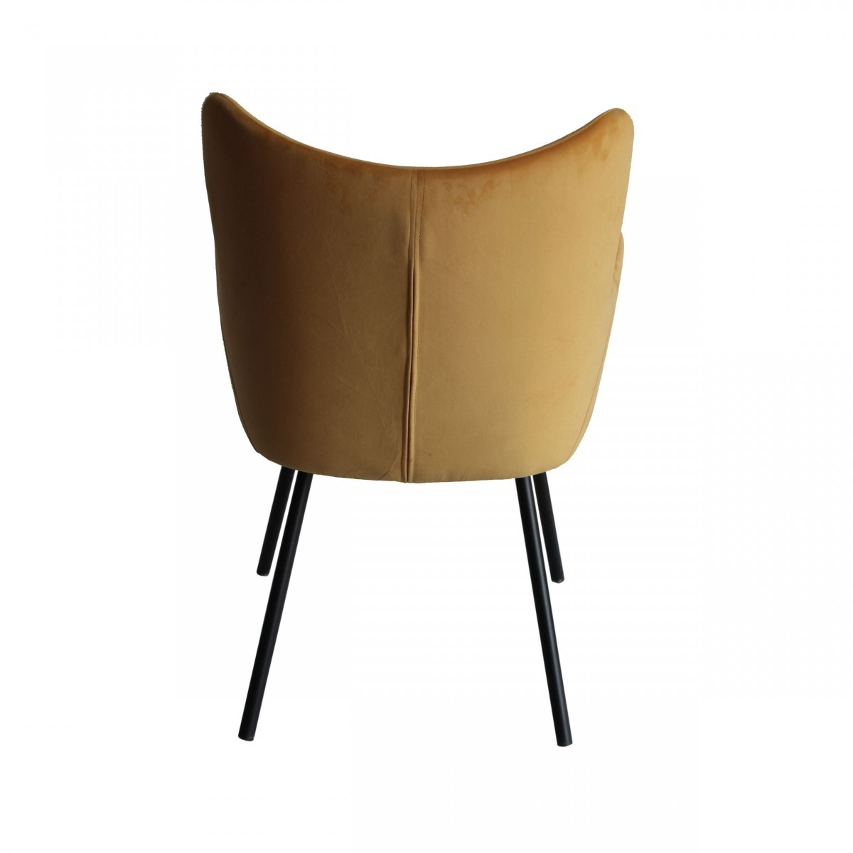 Curvy Mustard Velvet and Black Modern Dining Chair