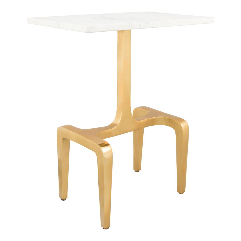 Clement Side Table White & Gold