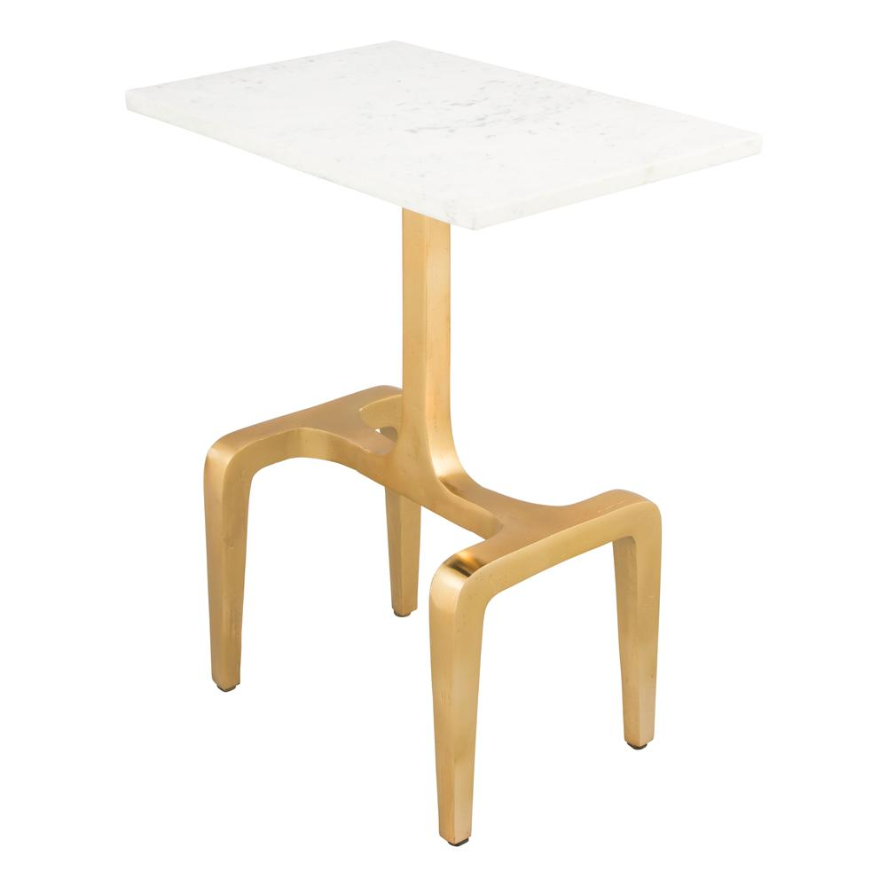 Clement Side Table White & Gold