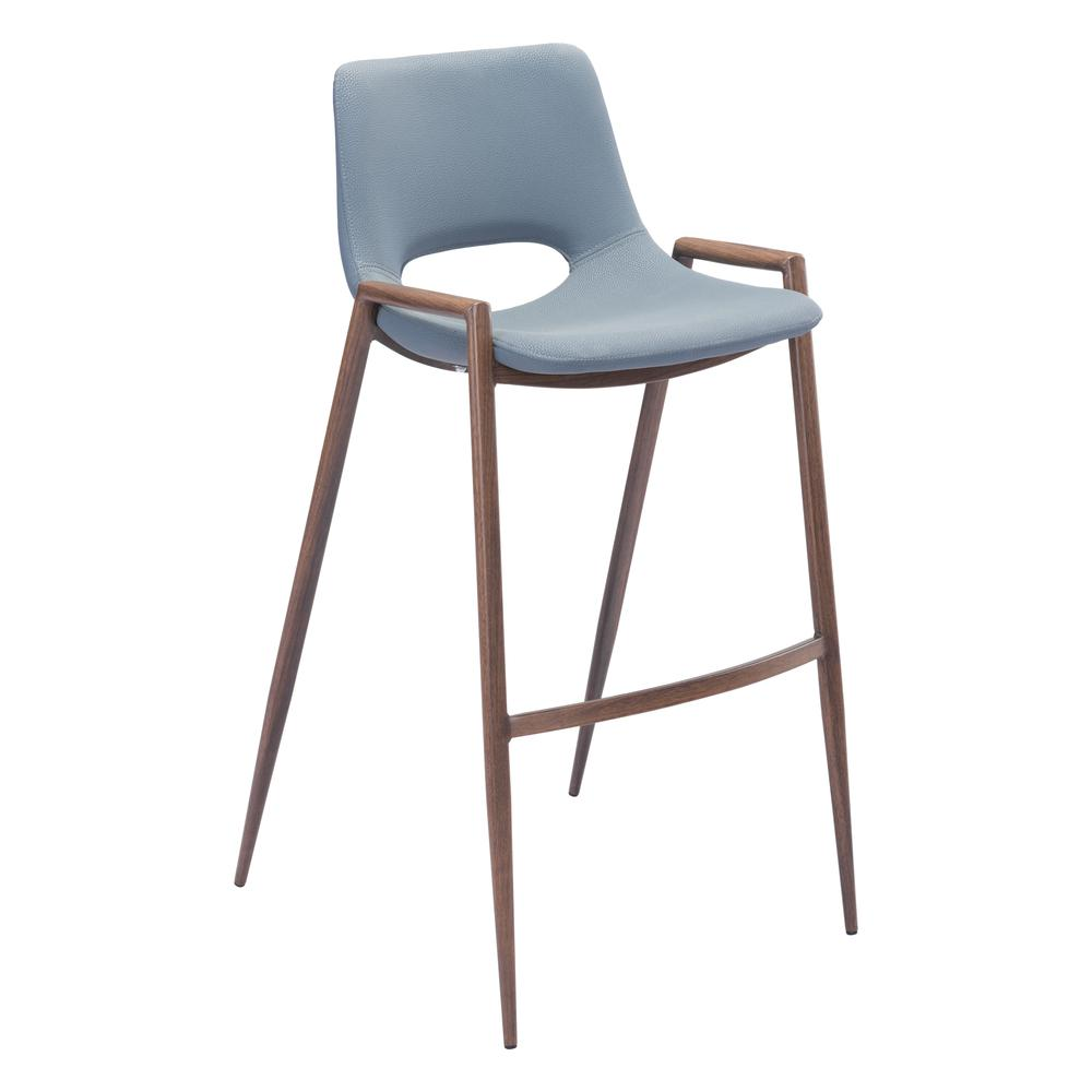 Desi Barstool (Set of 2) Blue & Walnut